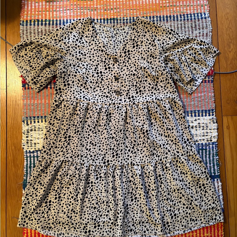 Cream and Black Spotted Tiered Summer Dress